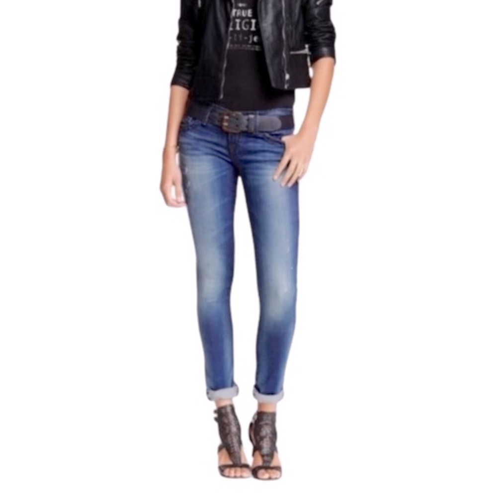 TRUE RELIGION Jeans Size 31 Stella Super T Skinny Low Rise Black Top Stitch